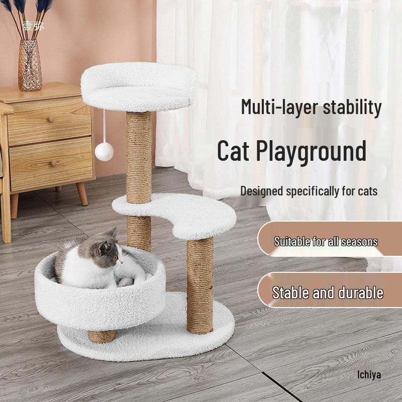 Space-Saving Cat Tree with Bed, Shelf, Scratching Post & Jump Platform