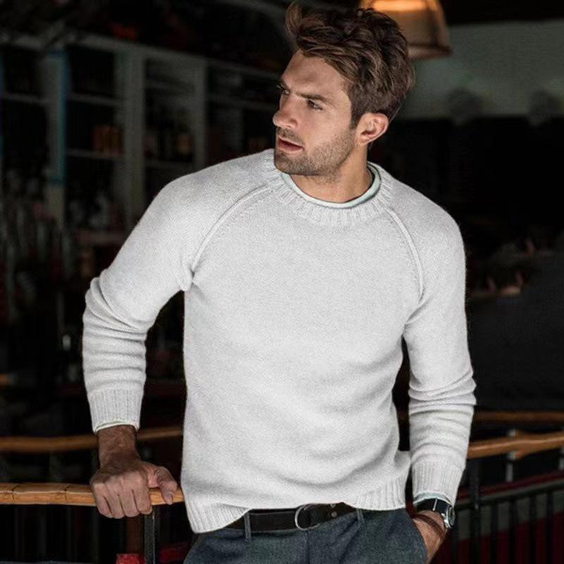 2024 Men's Autumn/Winter Casual Solid Knit Sweater