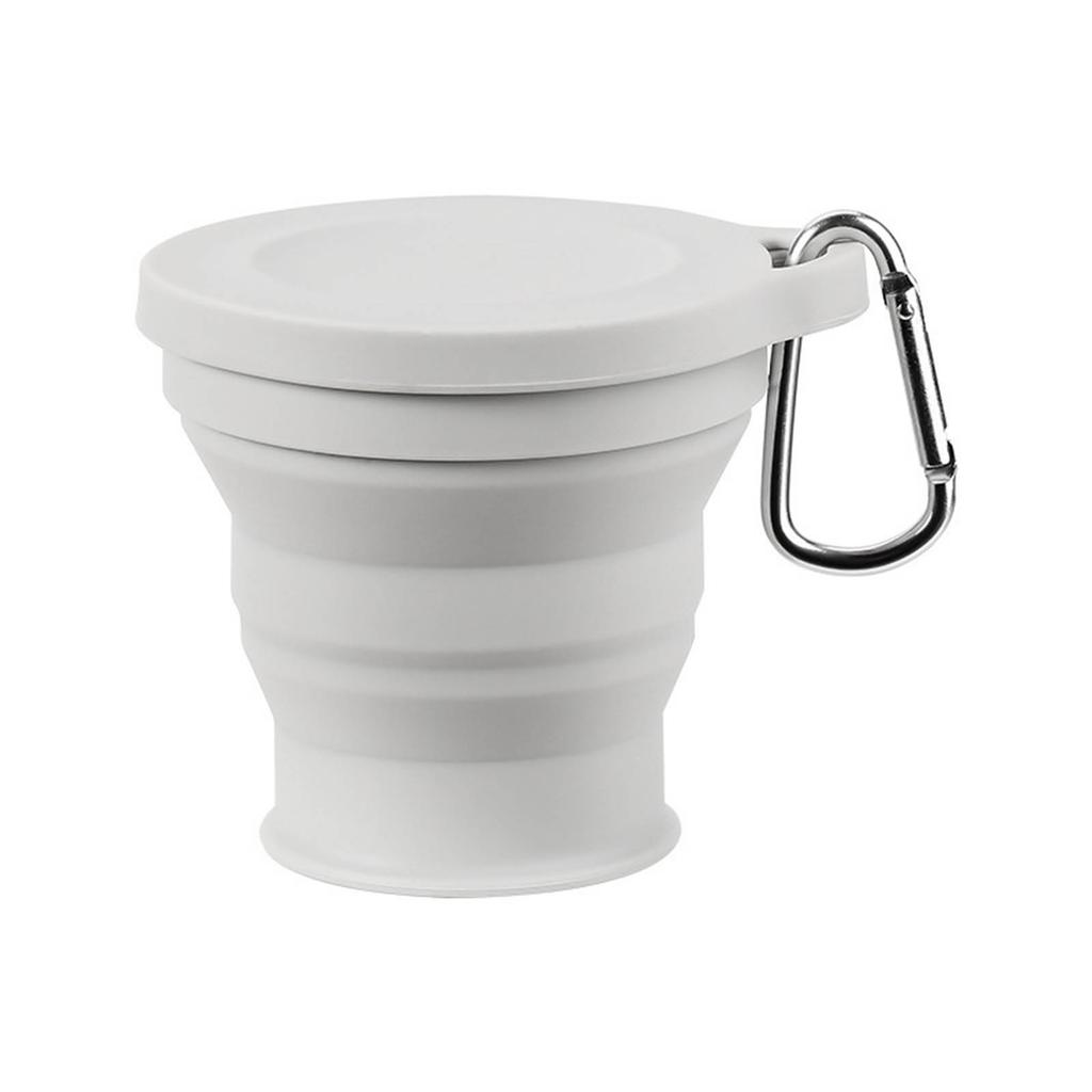 Portable Silicone Foldable Cup with Carabiner Heat Resistant Collapsible Cups Folding Storage Travel Mug for Hot Water