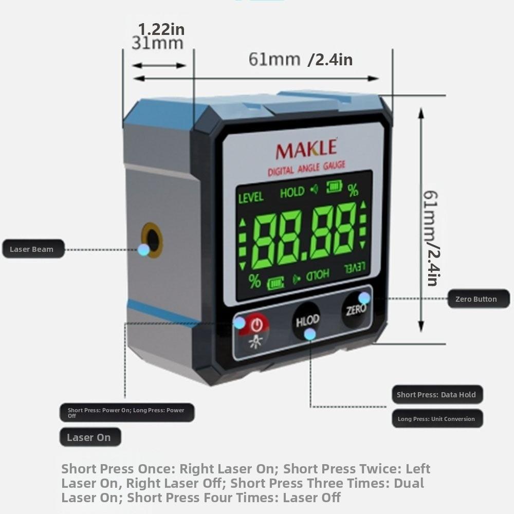 2-side Laser Inclinometer Goniometer Laser Level Ruler  for Construction Engineering