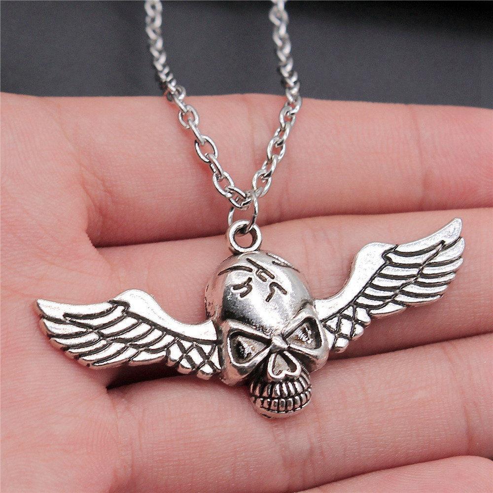Eagles Gothic Skull Pendant Antique Bronze Metal Bridal Collar Necklace High Quality Statement Piece
