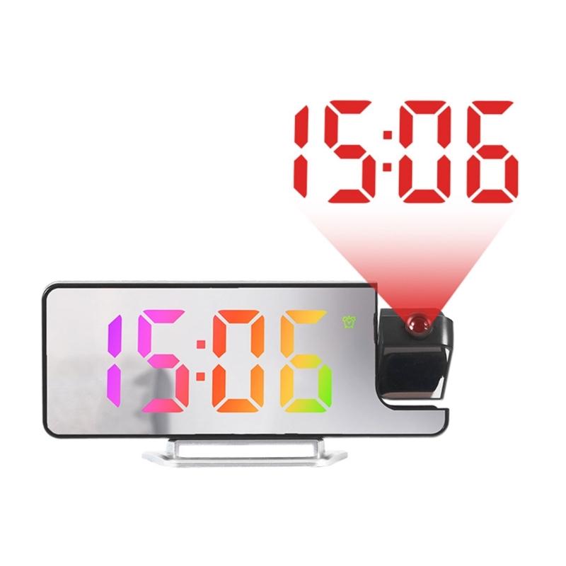 180° Rotation Digital Projections Alarm Clock Night Power-off Memory Table Clock 12H/24H Bedroom Electronic Clock