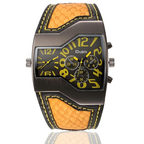 

Men s Leather Watch (Yellow)