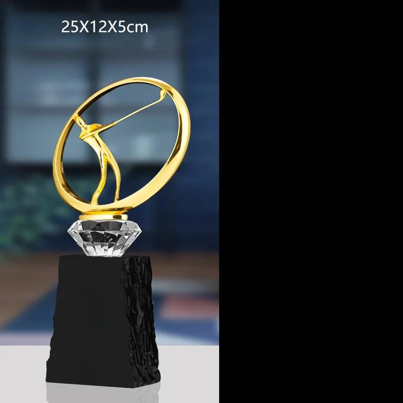 Customized High-End Golf Crystal Trophy, Souvenir, Home Decoration, Creative Metal Commemorative Rod, One Hole Award, 1Pc
