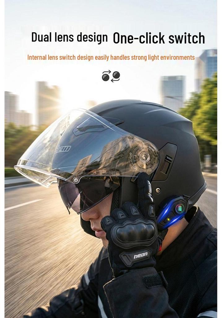 Cool Ride Lightweight Bluetooth Motorcycle Helmet with Dual Visor, 3C Certified, Long Battery Life, Comfortable Fit.