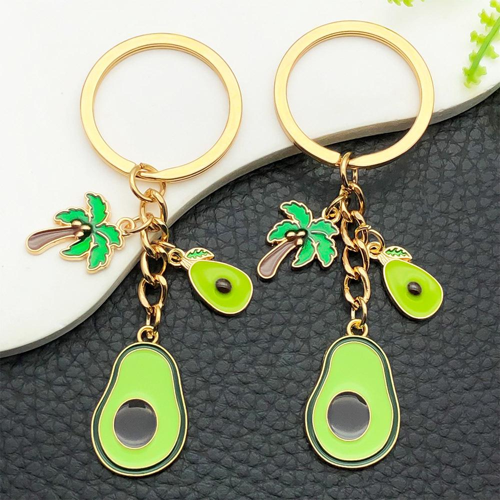 Cute Avocado & Coconut Tree Keychain Pendant