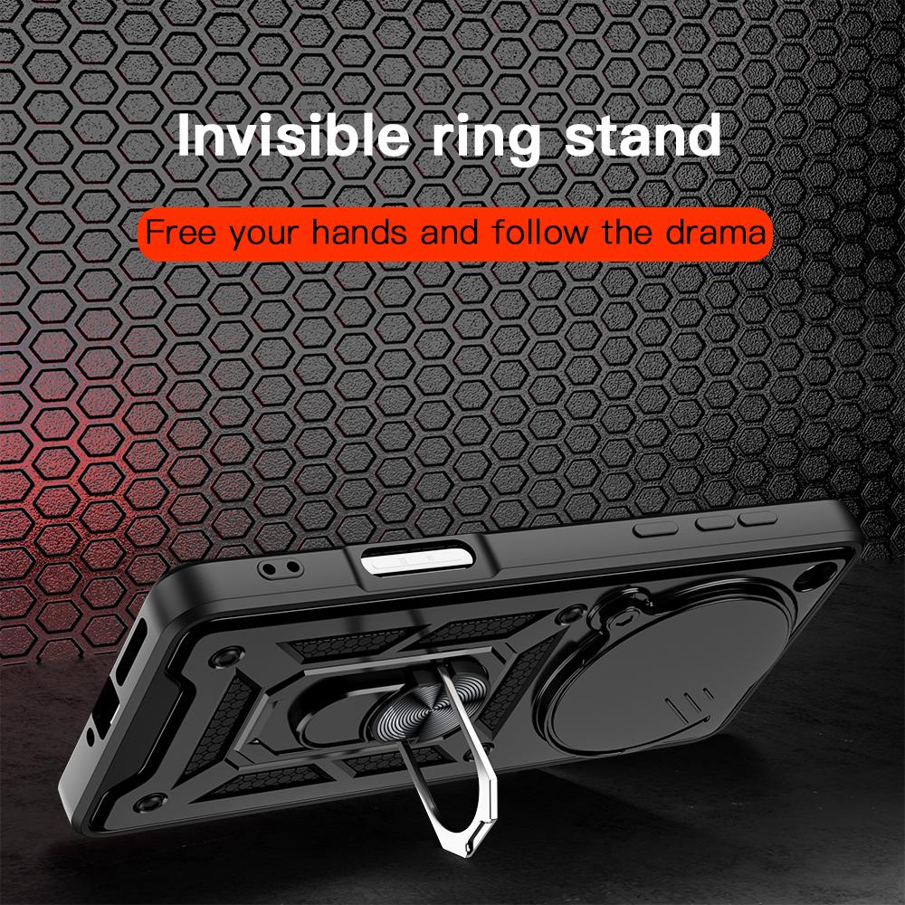 KEYSION Shockproof Armor Case for OPPO Find X8 Pro 5G Slide Camera Protection Ring Stand Phone Back Cover for OPPO Find X8 Pro