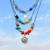 Accessories, simple butterfly tassel necklace, pastoral irregular gravel retro star and moon pendant necklace