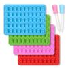 Silicone Gummy Bear Candy Silicone Molds & Ice Cube Tablets - Set Of 4 Gummy Bear Molds And 2 Droppers For Chocolate, Jelly, Syrup, Soap Molds