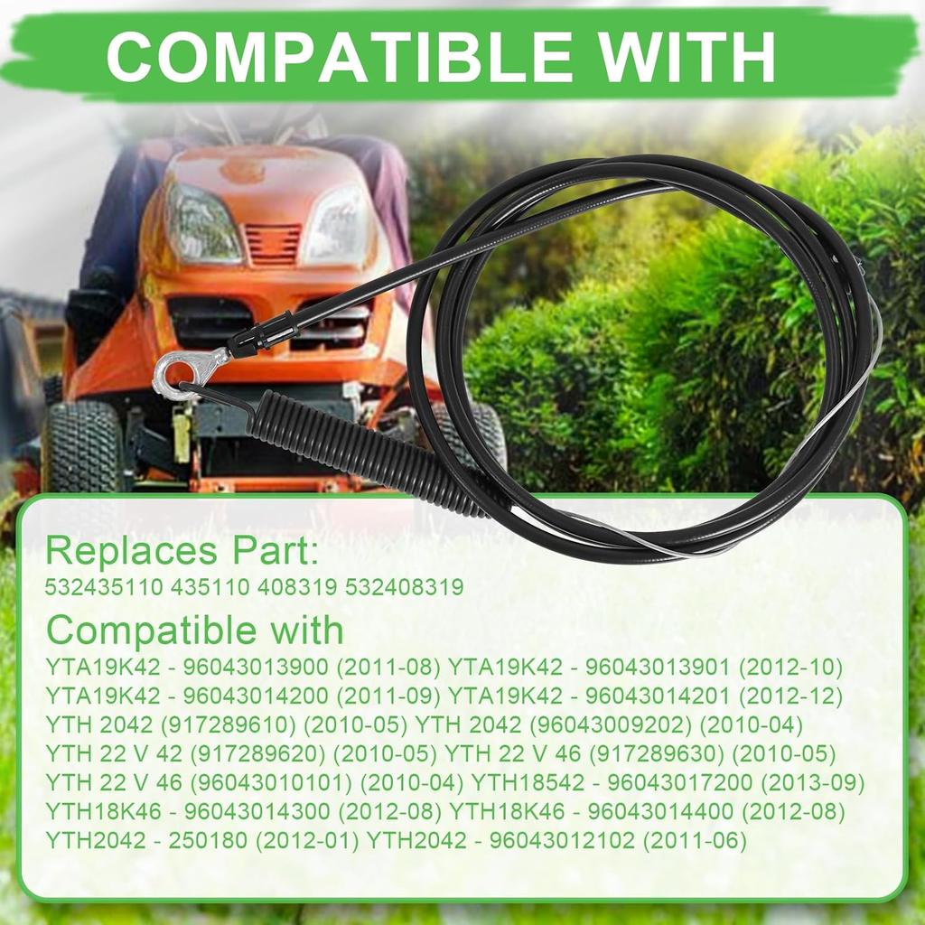 Podoy 532435110 Clutch Cable Compatible with Husqvarna YTA19K42 YTH21K46 YTH22V46 YTA18542 AYP Poulan Lawn Tractor Blade Cable with Spring Assembly