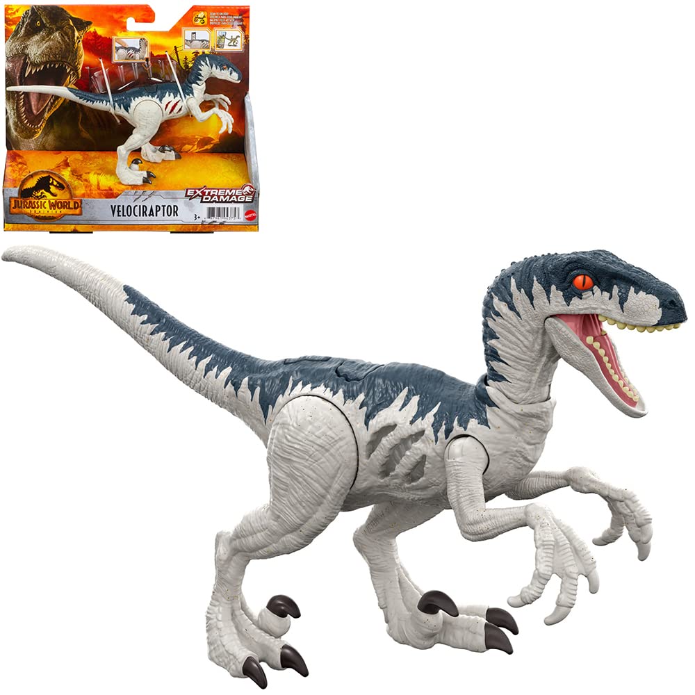 

Миниатюрная фигурка Mattel JURASSIC WORLD Real Velociraptor возрастом 10 лет и GWN14 Grey со средними повреждениями! [Общая длина приблизительно. 20см] [3 вверх] серый