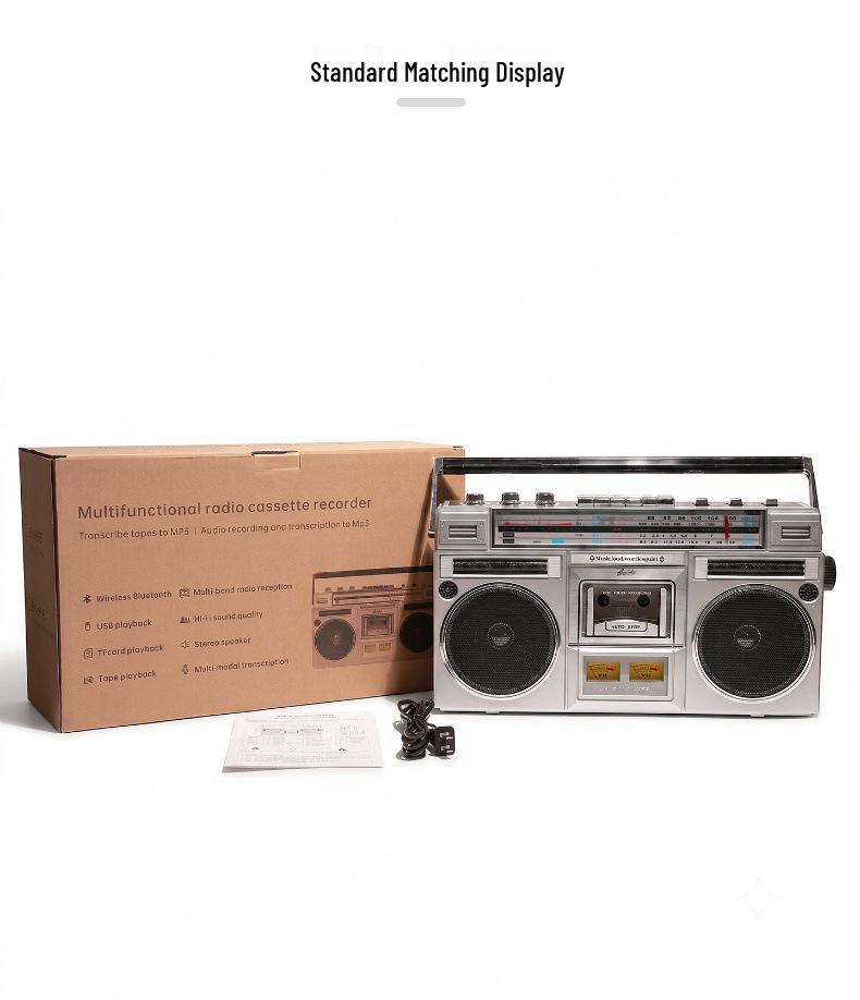Retro 80s Cassette Player & Bluetooth Speaker with Subwoofer