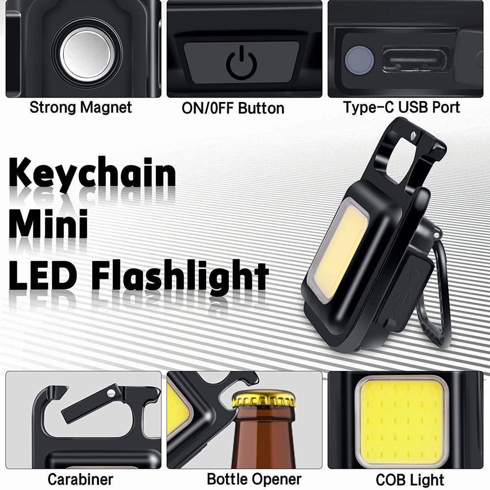LED Flashlights Mini Cob Keychain Work  Light Rechargeable Magnetic Keychain Light Portable Outdoor Fishing Camping Lamp