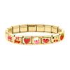 Sweet Cherry Strawberry Heart Flower Y2K Gold Color Italian Charm Links Fit 9MM Bracelet Stainless Steel Making DIY Jewelry