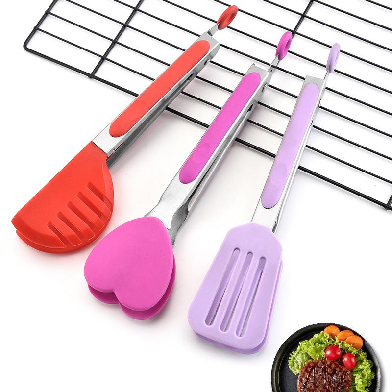 Food Tongs Stainless Steel Tongs Silicone Non-stick Cooking Clips Non-Slip Cooking Clip Clamp BBQ Salad Tools Grill  Accessories
