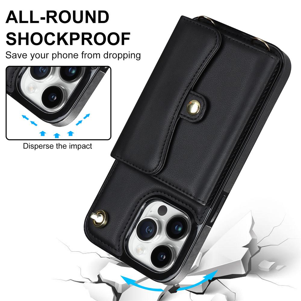 Wallet Case Diagonal Strap With Bracket Leather Cover For iPhone 17 16 15 Plus 14 Pro 13 Mini 12 Pro Max 11 Pro Max SE 2020 XS XR 8 7