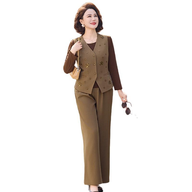 Stylish Women's Spring 2026 Suit: Trendy Vest, Wide-Leg Pants & Base Layer Three-Piece Set