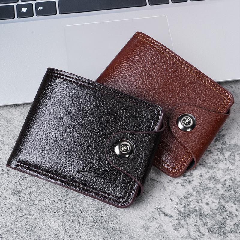 Men's Casual Multi-Card Short Wallet with Coin Purse and Double-Line Card Holder