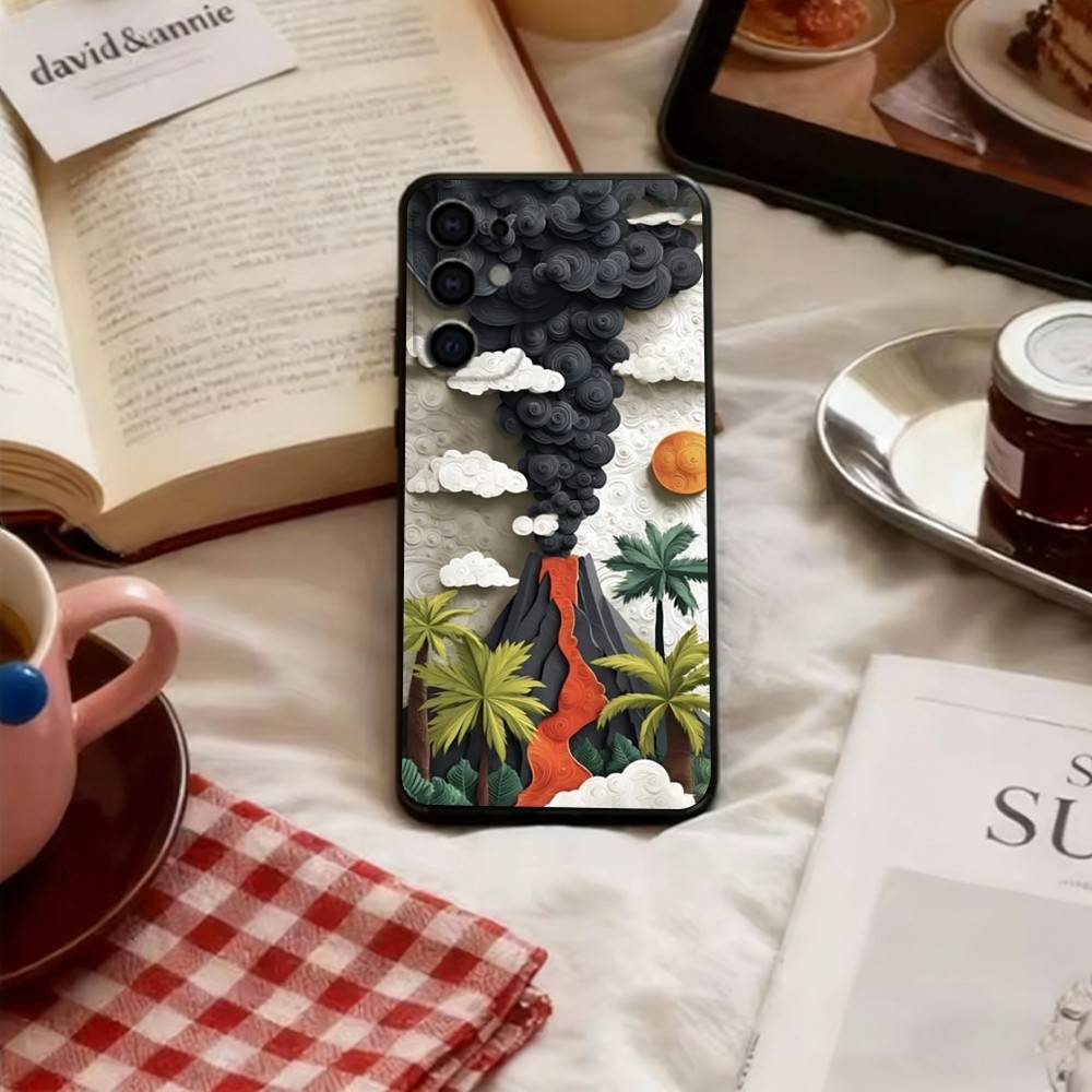 Volcano of Emotions Phone Case For Samsung S25,S24,S21,S22,S23,S30,Ultra,S20,Plus,Fe,Lite,Note,10,Black Cover