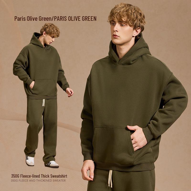 2025 A/W Men's Oversized Hoodie & Sweatpants Set: Trendy Loose Plus Velvet, Thickened and Comfortable