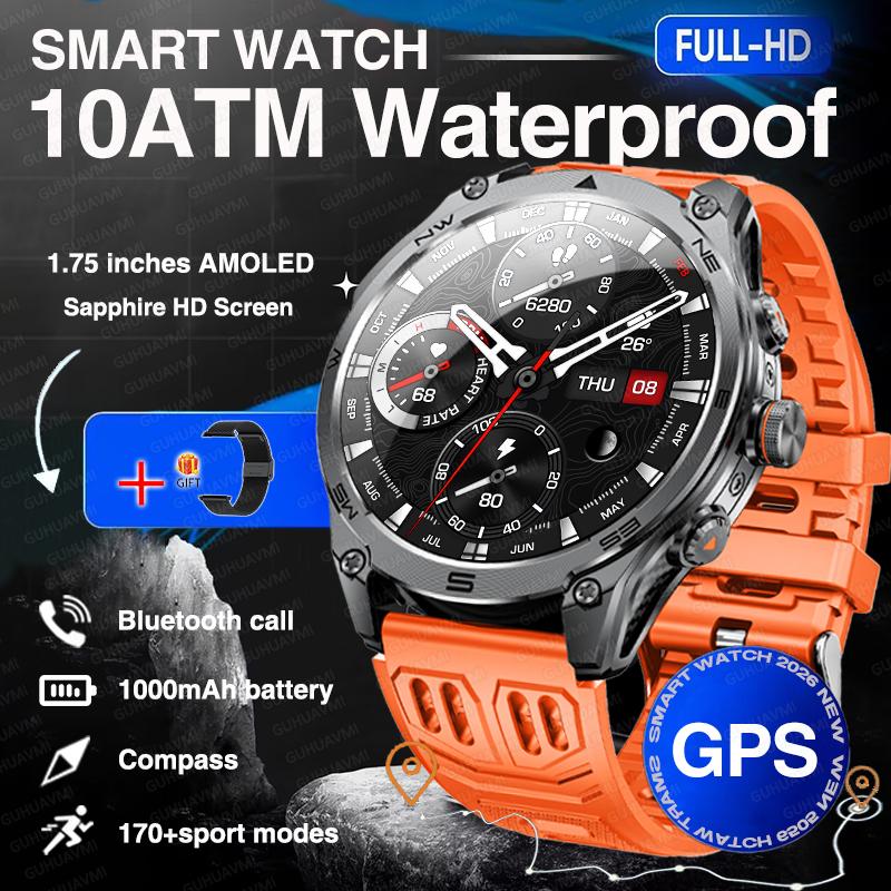 New 1000mAh Big Battery GPS Smart Watch Men 10ATM Waterproof Rugged Military Clock Map Path Tracking Bluetooth Call Smartwatch