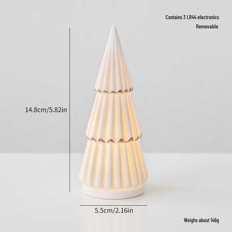 Nordic Style Ceramic Luminous Christmas Tree Ornament - Desktop Decoration Gift