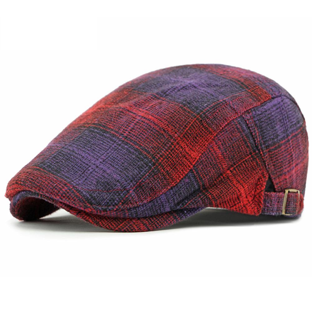 HT4697 Berets Spring Autumn Men Women Caps Vintage Artist Painter Plaid Beret Hat Male Female Ivy Flat Cap Adjustable Beret Caps