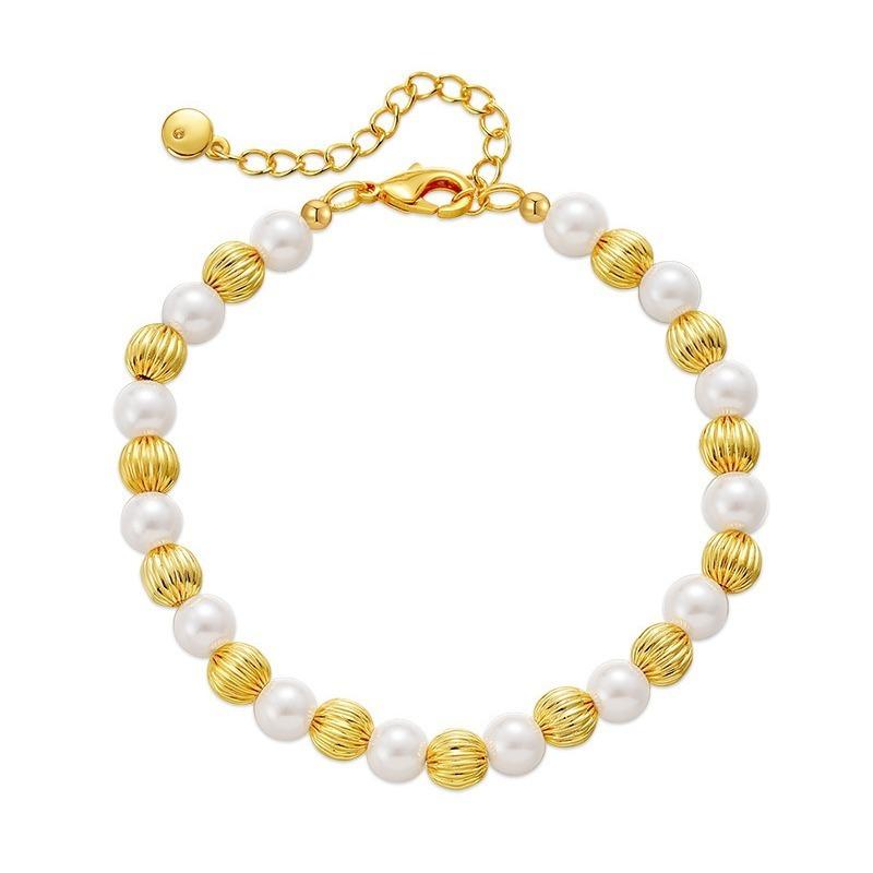 K Gold Plated Natural Shell Pearl Elegant Handmade Bracelet For Women