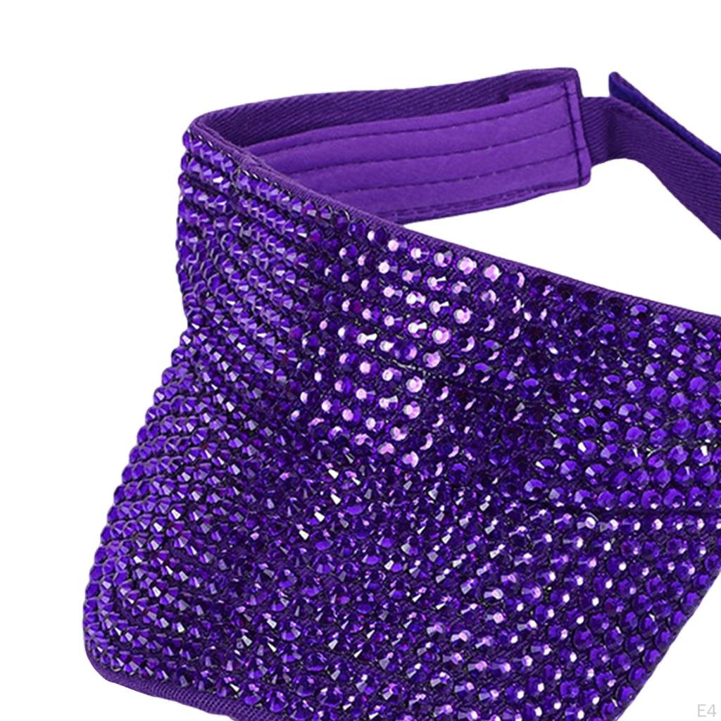 Rhinestone Sport Sun Visor Hat Adjustable Summer Cap Fashion Casual Windproof Protection for