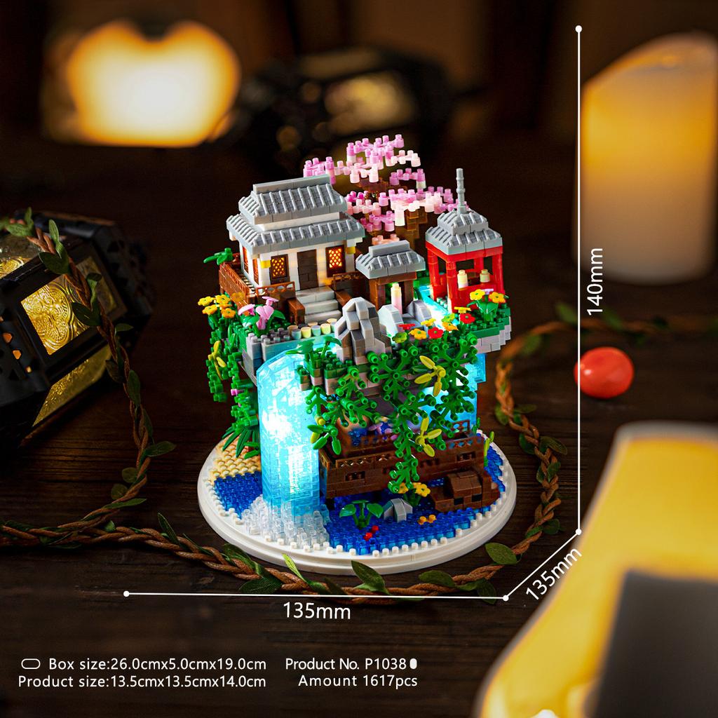 Princess Castle Sakura Tree House Micro Grade Lauding Building Block Girl Puzzle