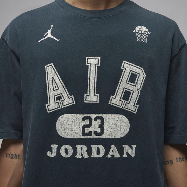 Jordan Letter And Number Print Comfortable Casual Washable Round Neck Short Sleeve T-Shirt Men Tops Military-Deep-Sea-Blue HM4902478