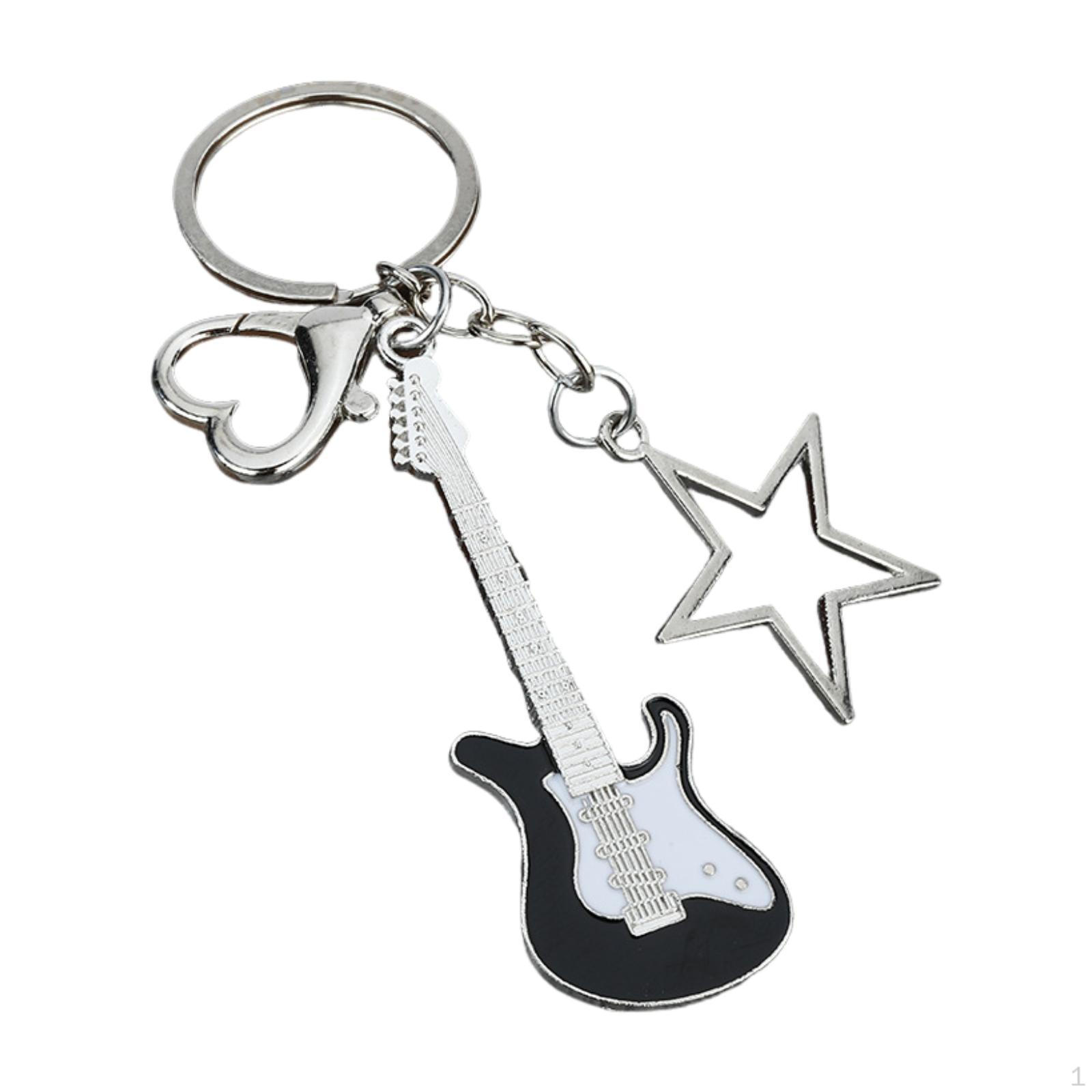 

Guitar Keychain Chain Ornament Portable Stylish Creative Bag Purse Charm Gift Cute Pendant Key