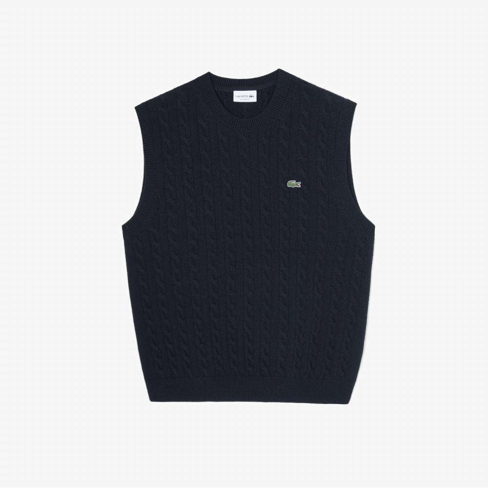 

LACOSTE Mens Cable Crew Neck Vest AH380E53N 166