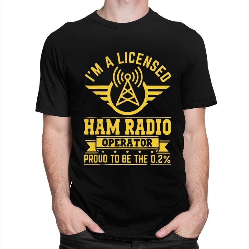 Custom Klassiek Gelicentieerde Ham Radio Operator T-shirts Heren Korte Mouw T-shirt Casual Tee Tops Puur Katoen Slim Fit T-shirt Merchandise