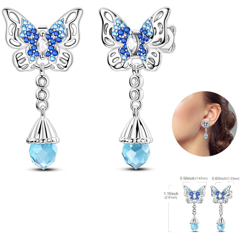 Early Spring 925 Silver Pink Tulip Sunflower Butterfly Grape Sweet Fresh Earrings Fit For Engagement Fine Jewelry Gifts