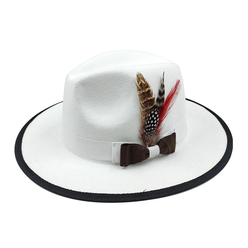 New Fedoras Hats Men'S Vintage Black Felt Wide Brim Jazz Hats Man For Men Women Fedora Gentleman Caps Jackson Hat