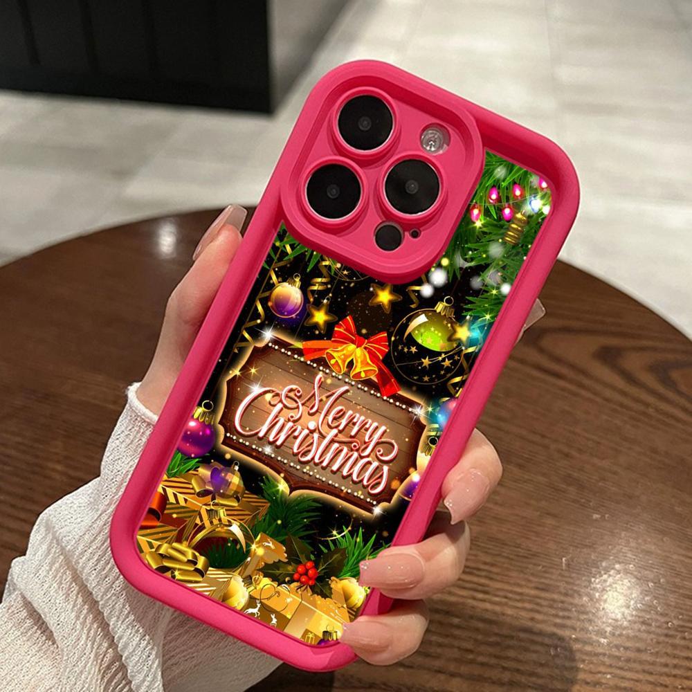 Ae113 Crăciun Fericit artă Moș Crăciun artă design Huse de telefon pentru iPhone 16 14 13 11 Pro Max 15 7 8 Plus 12 mini XR XS Max Husă de protecție pentru scară de înger