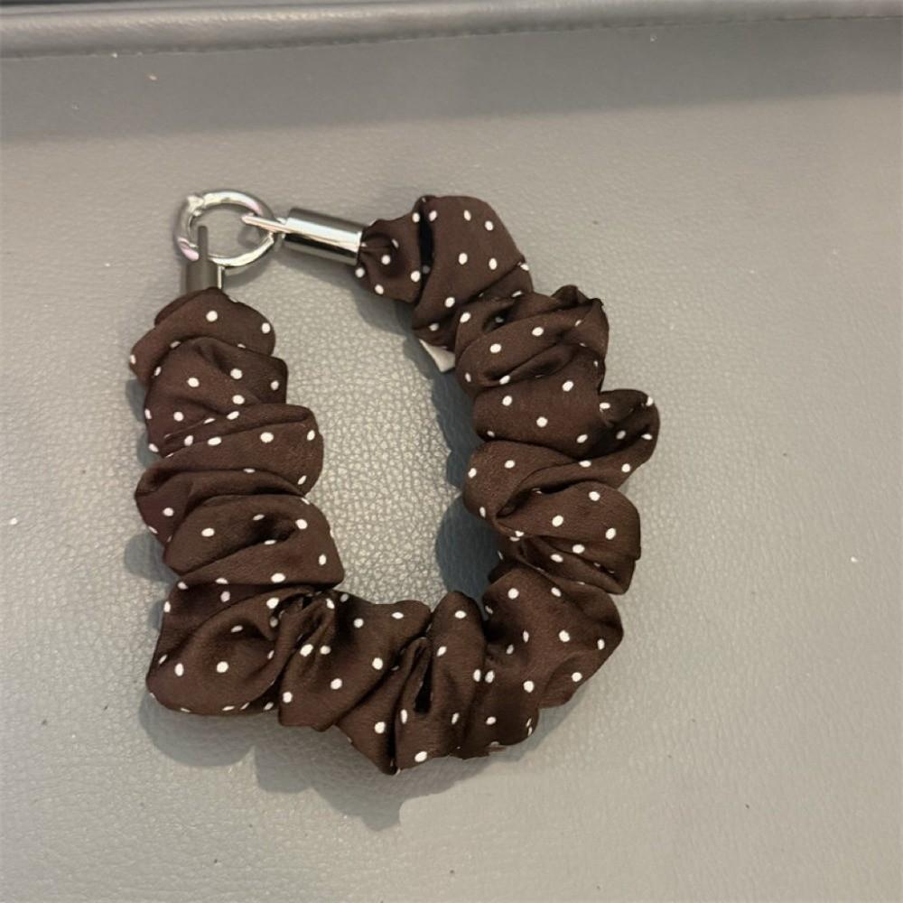 2-in-1 Scrunchie Phone Wrist Strap Polka Dot Keychain Bag Pendant Daily Carry