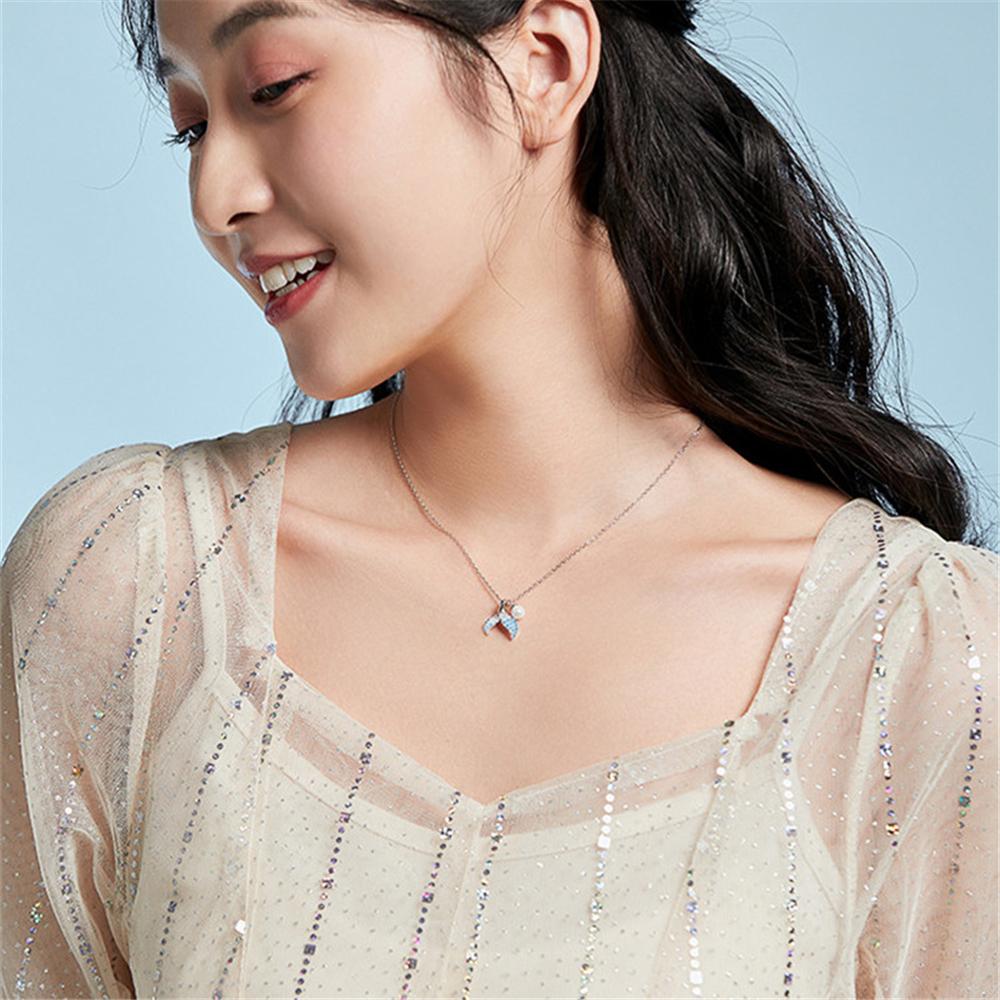 Luxury Design Baroque Imitation Pearl Fishtail Necklace for Women Mermaid Princess Pendant Jewelry Party Necklace Valentine Gifr