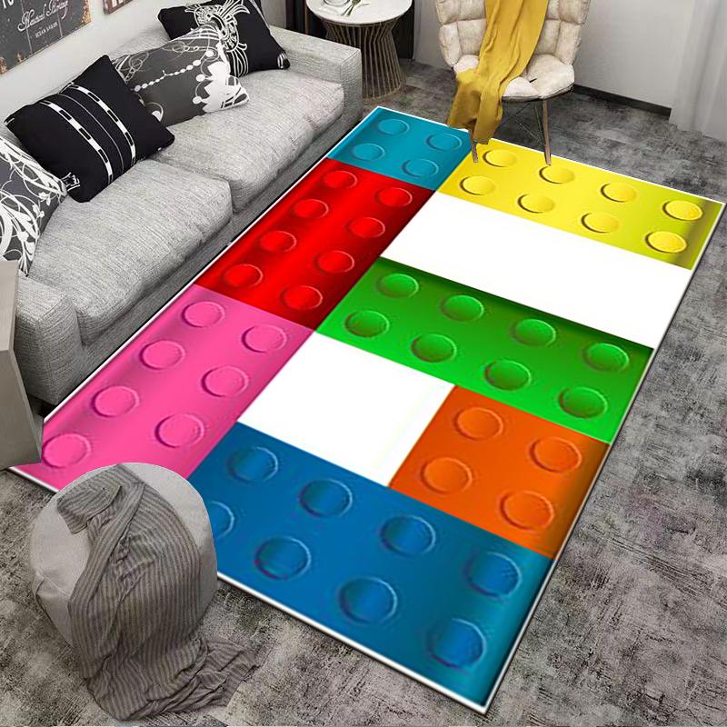 Colorful Block Pattern Rug for Bedroom Living Room Home Decor Suitable for use as an anti-slip for living room bedroom sofas