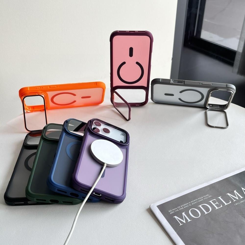 Mit Kameraschutz Faltbarer Linsenständer Magsafe Handyhülle für iPhone 17 Pro Max 16 15 Plus 14 13 12 Magnetische Halterung Hülle