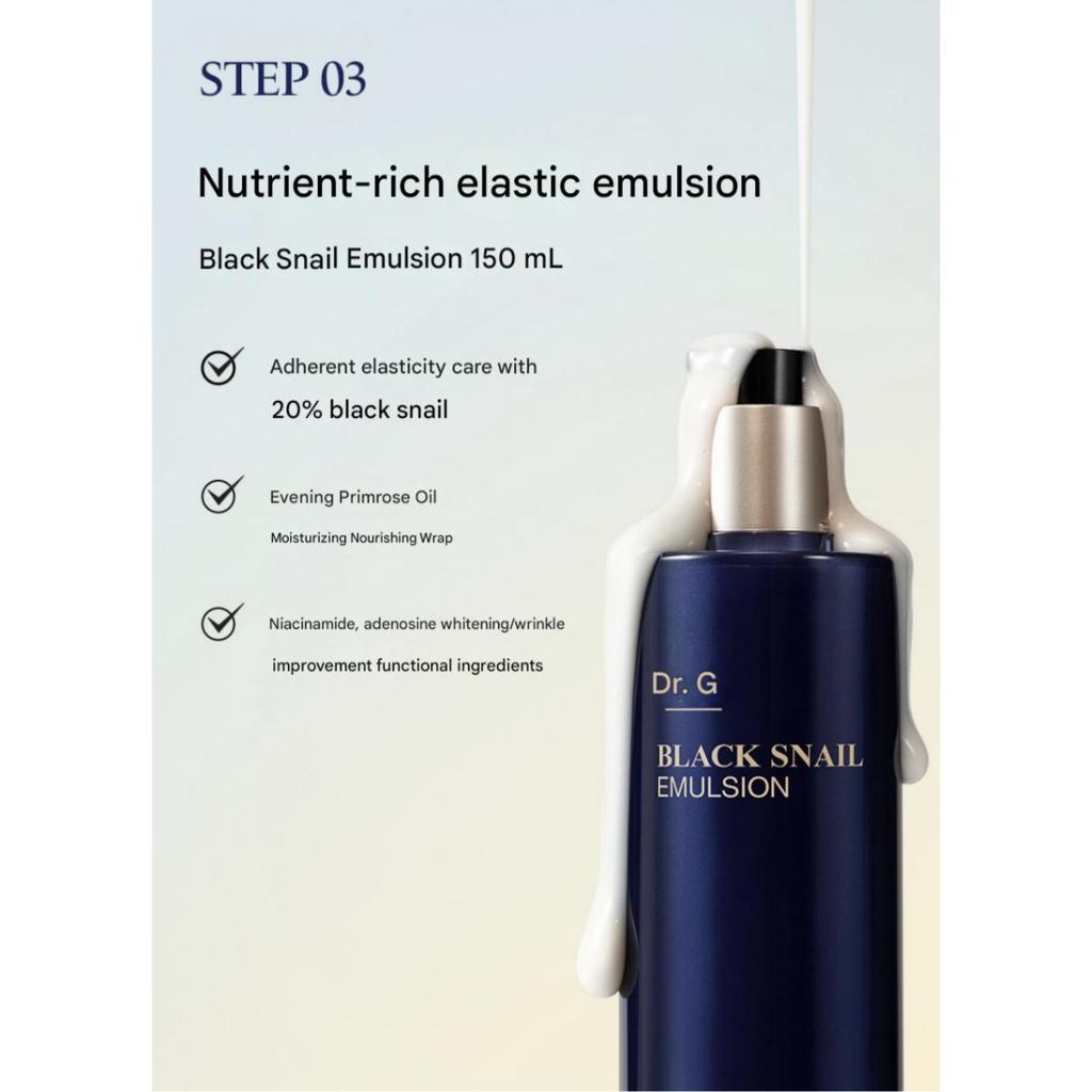 Dr.G Black Snail Prestige 4 Piece Set(Toner 150ml/ Emulsion 150ml/ Ampoule50ml/ Cream50ml)