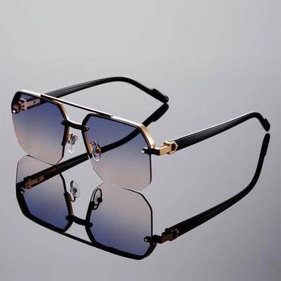 GM LUMIAS Oversized Semi-rimless Sunglasses Men Fashion Vintage Gradient Casual Shades Luxury Brand Design Outdoor Sun Glasses
