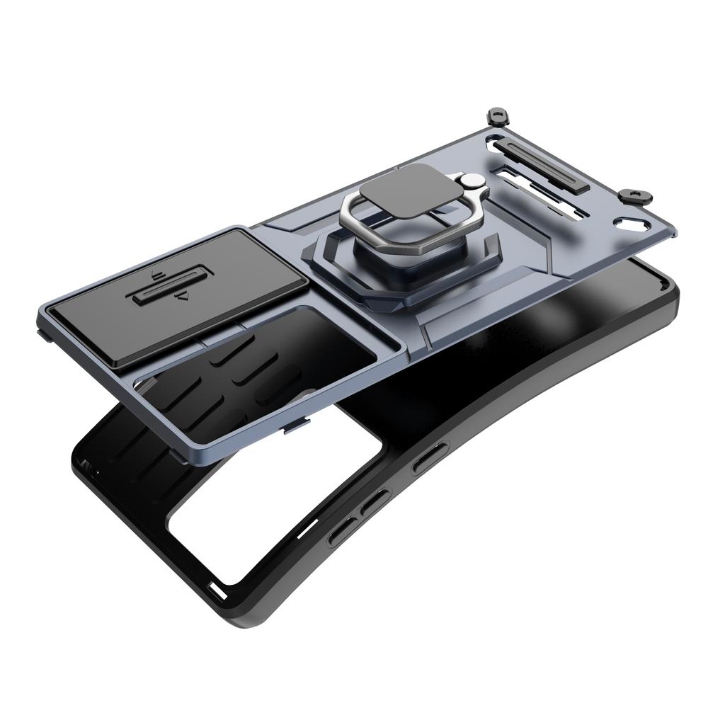 For Samsung Galaxy S25 Ultra Case PC+TPU Kickstand Phone Protector with Lens Cover