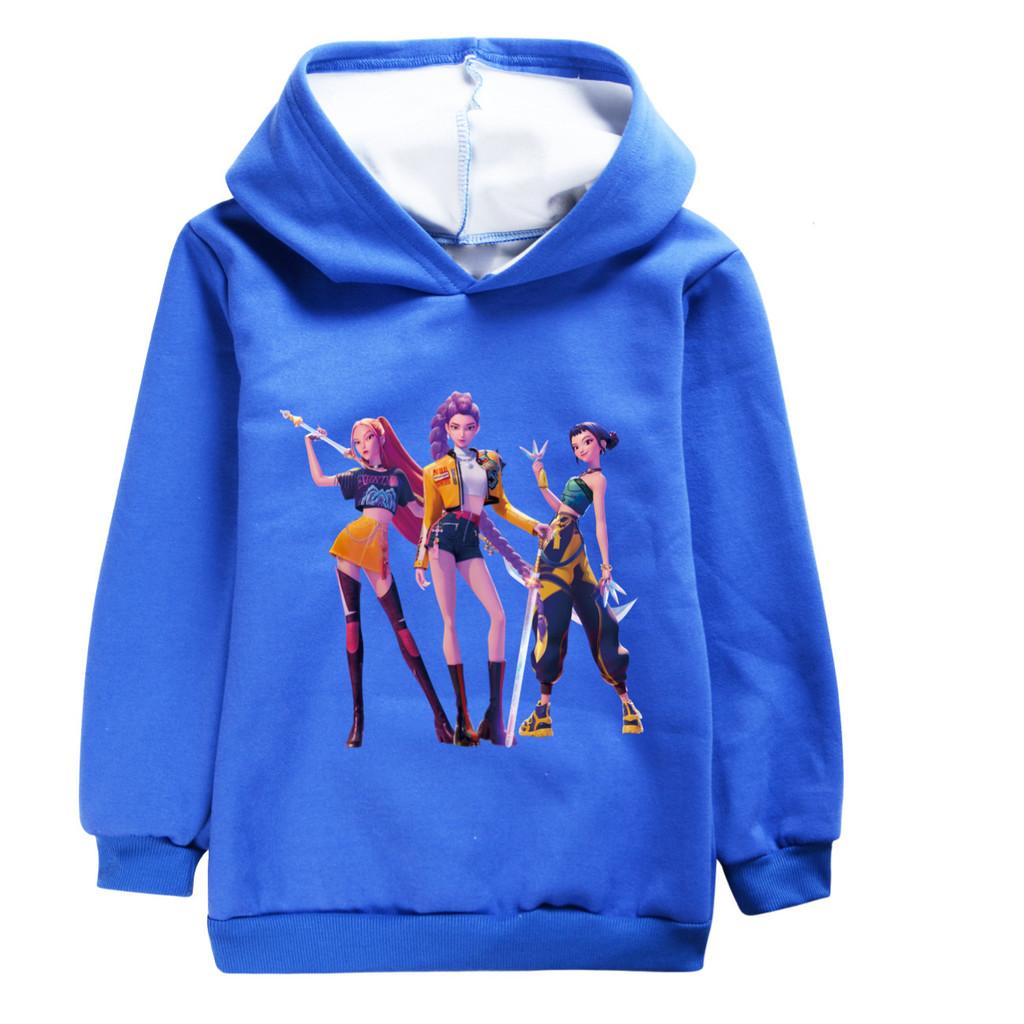 5031 Girls Kpop Rumi Zoey Mira Print Long Sleeves Velvet Warm Hoodie