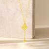 Four-Leaf Clover Gold Bead Necklace - Women's Light Luxury Fish Scale Lucky Clover Clavicle Chain