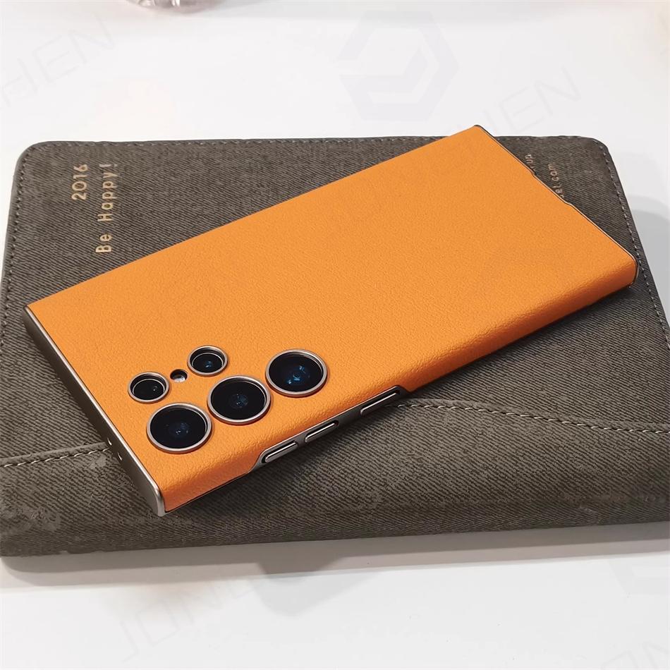 For Samsung Galaxy S2 S24 S23 Ultra 24ultra Leather Curved Case Business Ultra Thin All Inclusive Shockproof Pc Cover