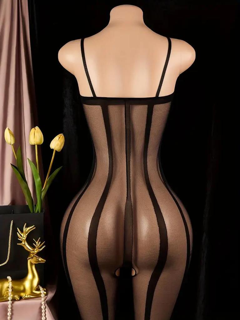 Sheer Stretchy Body Stocking Mesh Long Socks Female Underwear Black Crotchless Summer Erotic Lingerie Exotic Sling Bodysuit