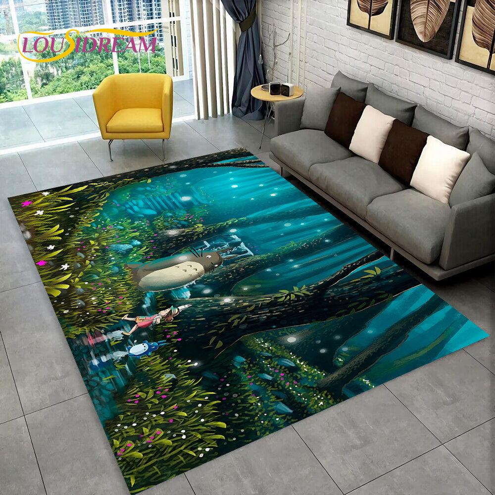 Cartoon My Neighbor T-Totoro Anime Area Rug,Carpet Rug for Living Room Bedroom Sofa Doormat Decoration,Kid Non-slip Floor Mat 3D