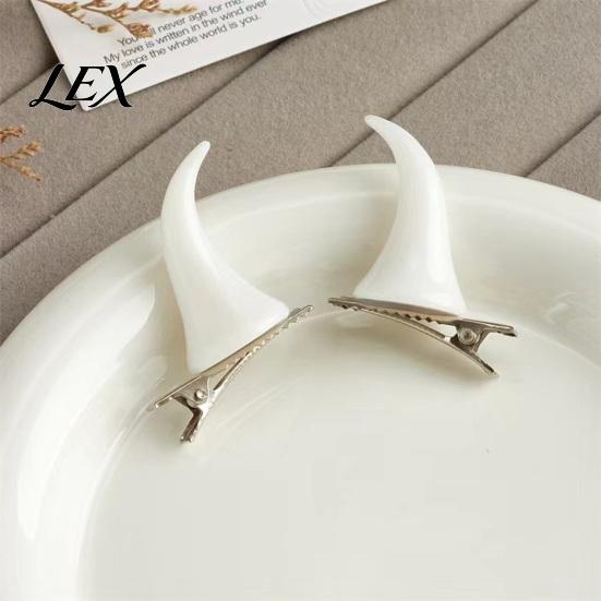 Cosplay Headwear for Women 2Pcs Halloween Evil Horn Hair Clips, Small Horror Demon Goth Ear Resin Clips Hairpins, Barrettes Accessories Adults